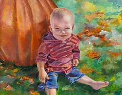 Portrait painting of a happy child named Brooke
