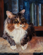Clea was a beautiful long-haired cat. She crossed the Rainbow Bridge about a year before her gift memorial cat portrait was painted