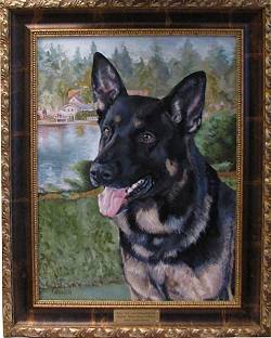 Dog Painting by Connie Bowen of Kai, a German shepherd, and a member of the Lake Oswego Police Department K-9 Corps
